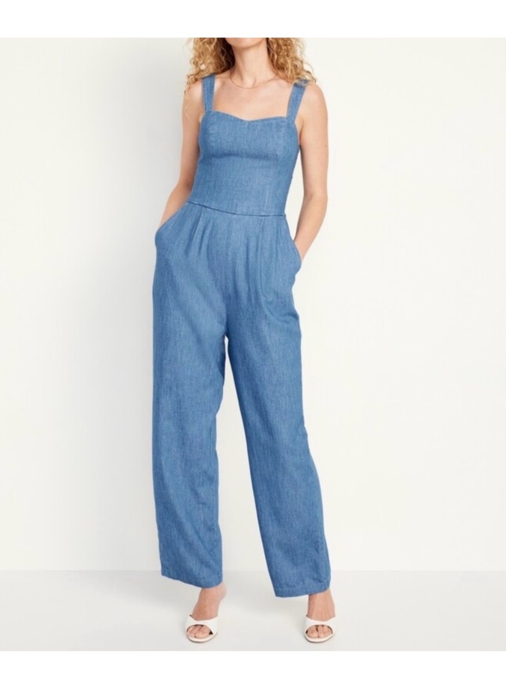 NWT 2X Old Navy Blue Sleeveless Denim Jumpsuit